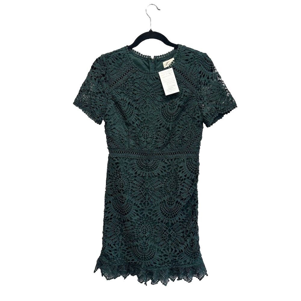 Lena Emerald Green Crochet Lace Mini Dress